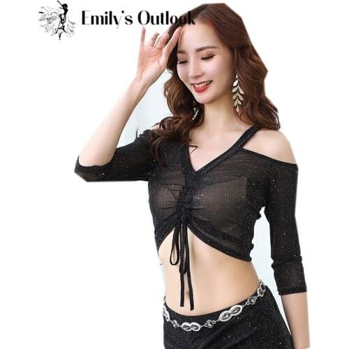 Sexy Silver Mesh Ladys Belly Dance Bandage Top Wrap Crop Blouse For Women With Plus Size Red