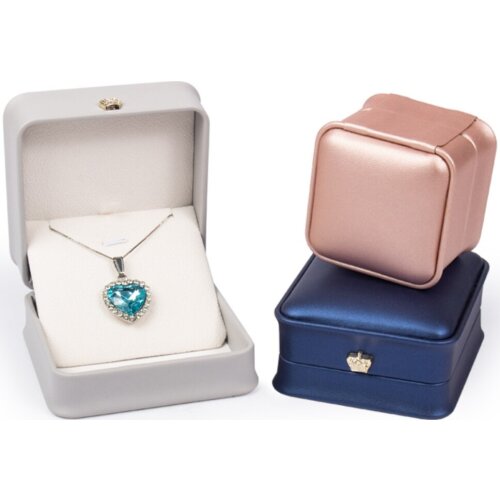 48pcs/lot Special Corwn Button PU Leather Jewelry Box Ring Necklace Pendant Bracelet Wedding Engagement Jewerly Packing Case