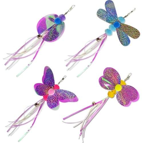 4PCS Legendog Cat Wand Refill Fun Butterfly Teaser Replacement Kitten Refill Attachment Cat Teaser Replacement Interactive Toys