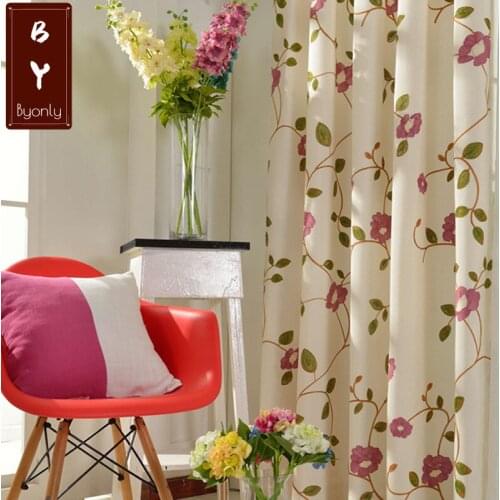 Modern Garden Artificial Cotton Embroidery Curtains for Living Dining Room Bedroom
