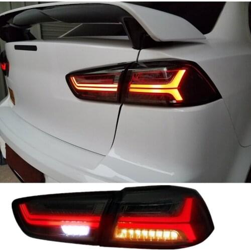 Tail lights Assembly for Mitsubishi Lancer EVO X 2008-2018 2019 Smoked Tail Lamp Assembly with Sequential Turn Signal Full LED