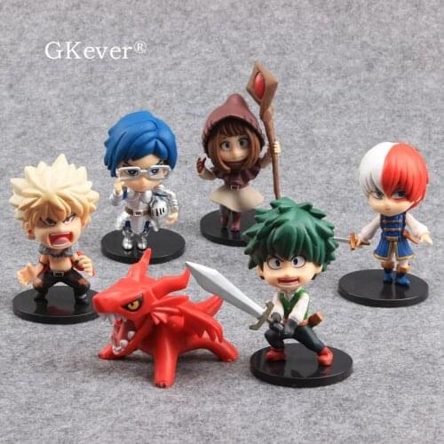 6 Pcs/set 10 cm Japan Anime My Academia Hero Figure Q Version Midoriya Izuku Shouto Todoroki Collectible Model Kid Birthday Gift