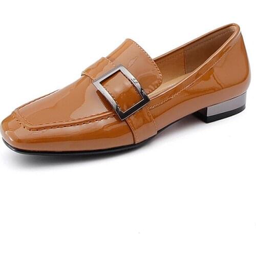 Leisure square head low female spring comfortable with party with 43 yards single female 40-2018 new patent leather shoes 1843