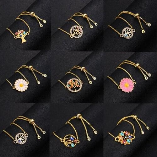 Retro Bohemian Glamour Lady Bracelet Colorful Evil Eye Bracelet Life Tree Pendant Bracelet Jewelry Popular Religious Totem