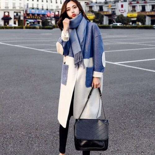 2020 Autumn Winter Section Woolen Trench Coat Women Korean Long Sleeve Wool Blends Thickened Outerwear Female Windbreaker Z510