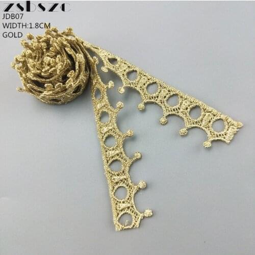 1.8CM Width 10Yards Hot Sale Gold/BLACK/WHITE Crown Lace Trim Embroidery Glitter Dress DIY Lace Necklace Accessories