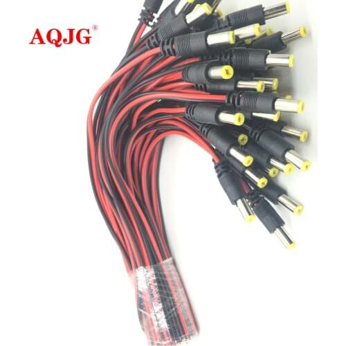 100pcs/Lot 2.1x5.5 Mm Male Female Plug 12V Dc Power Pigtail Cable Jack For Cctv Camera Connector Tail Extension 12V DC Wire