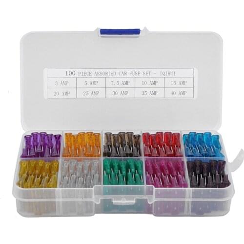 100pcs Assorted Standard Blade Fuses Kirsite Color Coding for Easy Recognition Cable Ties with Fuse Holders Test Pencil