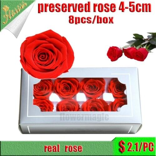 2020 Preserved Flowers 8pcs/box 4-5cm Rose DIY Wholesale Immortal Rose Material Artificial Plants Home Wedding Decor