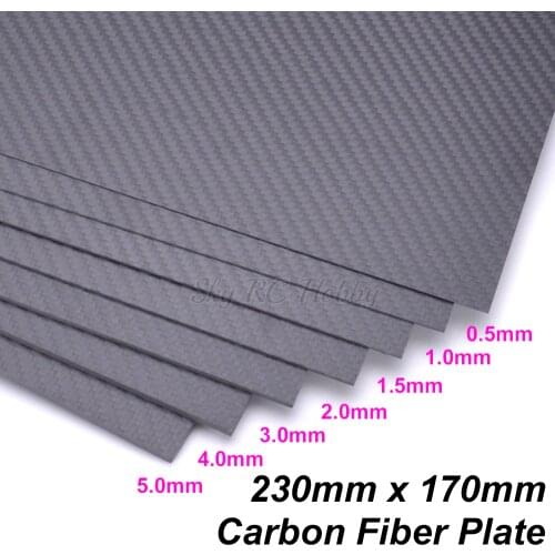 230mm x 170mm 3k Carbon Fiber Plate Panel 0.5 1 1.5 2 3 4 5mm Plain Twill Weave Matt Surface Full Carbon Fiber Plate Panel Sheet