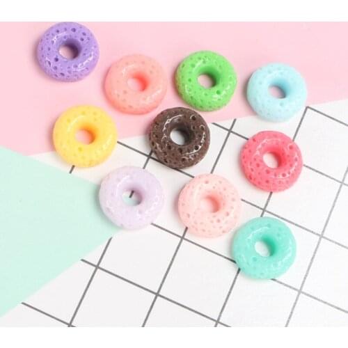 30pcs Color Resin Imitation Mini Donuts Food Toys DIY Craft Supplies Kids Hair Accessories Phone Shell Patch Ornaments Materials