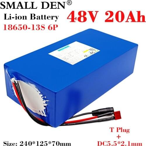 48V 20Ah 18650 Lithium Battery Pack 13S6P 20000mAh 500-1200W 54.6V Electric bicycle scooter motorcycle battery Built-in 25A BMS