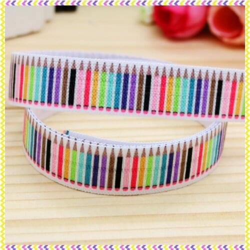 5/8'' Free shipping Fold Elastic FOE school printed headband headwear hairband diy decoration wholesale OEM P4176