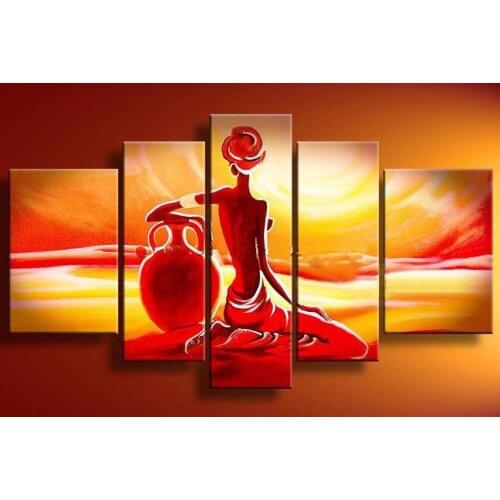 5PCS Full Diamond Embroidery girl Diy Diamond Paintings Full Mosaic wall art Modular pictures canvas pictures for living room