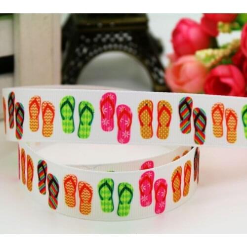 7/8'' Free shipping slipper printed grosgrain ribbon hair bow headwear party decoration wholesale OEM 22mm H5520