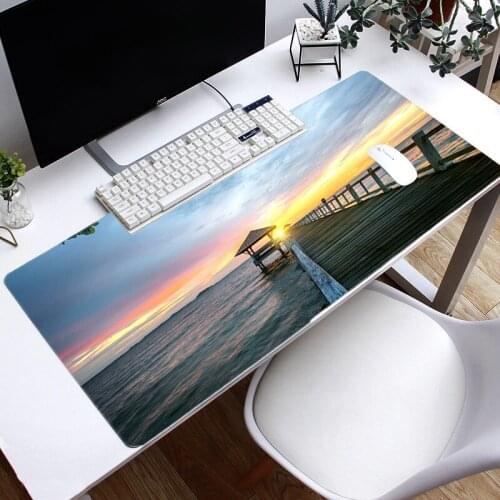 90X40cm Natural Landscape Design Mouse Pad Anti-slip Locking Edge Waterproof Natural Rubber Large Mats