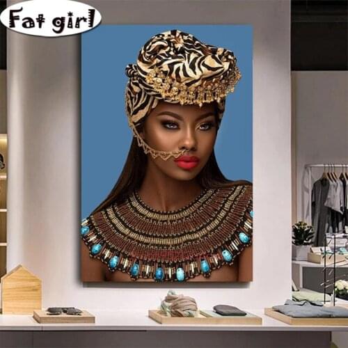 African Woman Diamond Painting Rhinestone 5d Cross Stitch Embroidery Mosaic Full Square Round Drill Handmade home decoration
