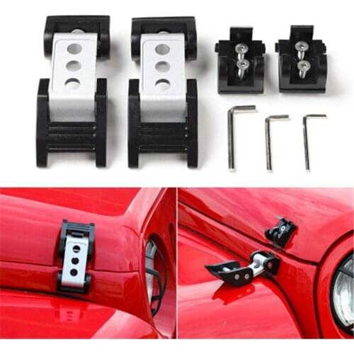 Car Auto Black ABS Engine Lower Hood Latch+Upper Hood Catch Bracket For Jeep Wrangler 1997-2006 TJ