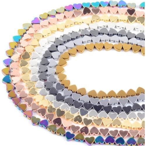 6mm 8mm Heart Shape Hematite Beads Natural Stone for Jewelry Making Love Charms Beads Diy Bracelet Necklace