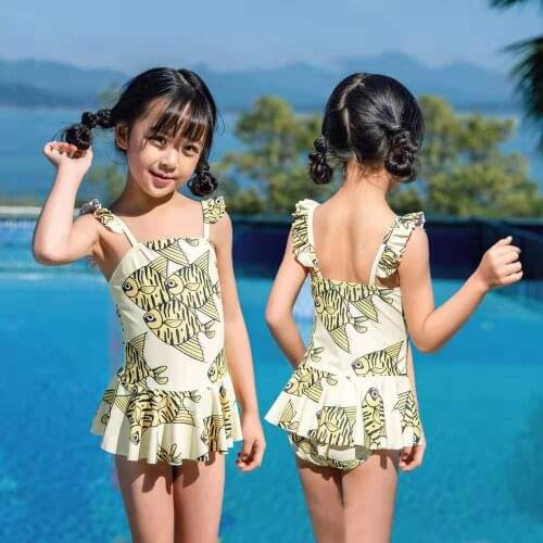 Girls One Piece Swimsuit Fish Pattern Swimwear For Girls Swim Wear Beach Bathing Suit For 2-12 Years Old