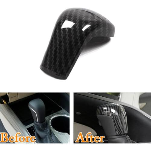 Carbon Fiber Colors Car Interior Console Center Gear Shift Knob Cover Trim Decal For Toyota Camry 2018 Car Styling Accessories