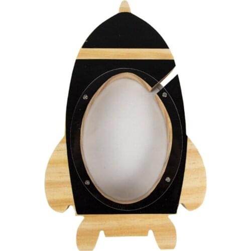 Wooden Rocket Piggy Bank Decoration for Kids Room Money Box for Boy Room Decor