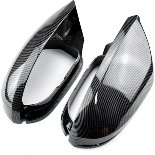 For Audi A6 C7 S6 2012-2018 Car Rearview Mirror Cover Side Wing Protect Frame Covers Trim Carbon black and bright black