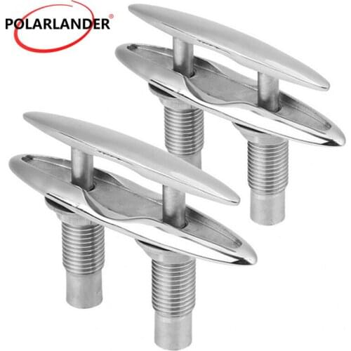 Double-Deck 125mm Stainless Steel Cable Bolt Marine Neat Cleat Bollard Accessories Push-Pull Mooring Dock 5 inch Hardware