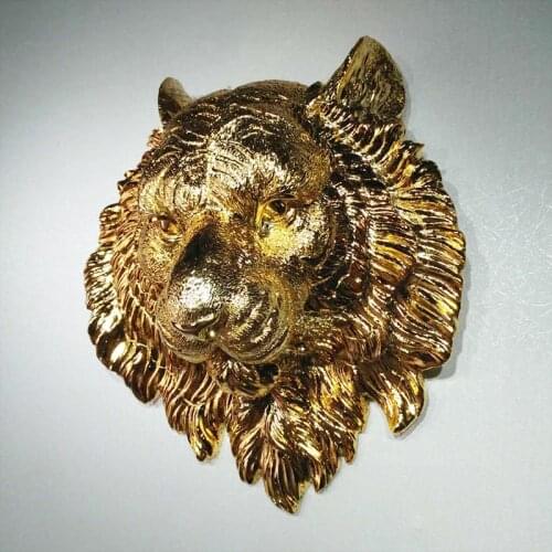 EUROPEAN RETRO PLATING TIGER HEAD ARTS SCULPTURE CREATIVE 3D STEREO WALL DECORATION WALL HANGING MURAL PENDANT CRAFTS R3926
