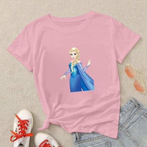 Frozen Shirt Disney For Women Elsa Queen Printed Tee Shirt Femme Hipster Streetwear Creative Summer Modern Style Short Sleeve