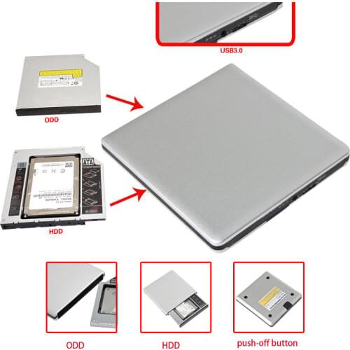 2.5 Inch USB 3.0 SATA Hard Drive Enclosure External HDD USB 3.0 Super Slim SATA 12.7mm Blu-ray DVD CD Drive Box Case For Mac 10