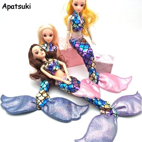 Colorful Mermaid Doll Clothes For Barbie Doll Bra & Fishtail Skirt Dress For 1/6 BJD Doll Cosplay Costume Dolls Accessories