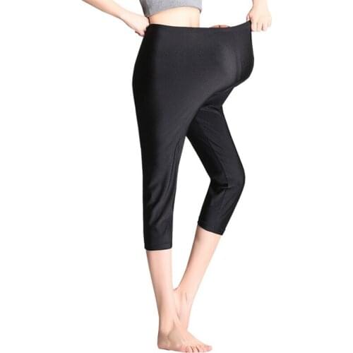 DICHSKI Women Leggings Solid Color Pant Shiny Fluorescent Casual Spandex Trousers For Girl Large Size 7XL Solid Elastic Capris