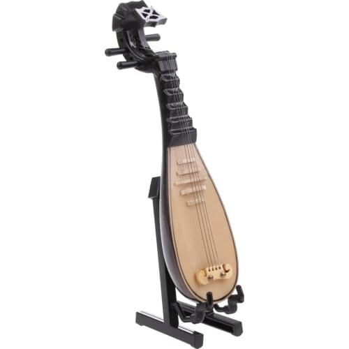 1/12 Scale Miniature Music Instrument Model Wood Chinese Pipa Dollhouse Life Scenes Decor