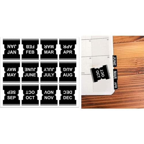 Durable M 48 Pcs onthly Calendar Index Tab Self Adhesive Stickers Planners Journal Stickers Monthly Tabs Labels