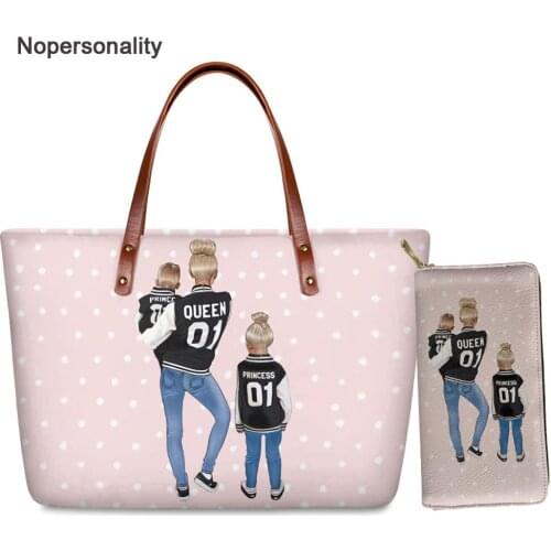 Nopersonality Pink Super Mama Girls Print Handbags for Women Stylish Female Top-handle Bags Big Capacity Ladies Hand Bags