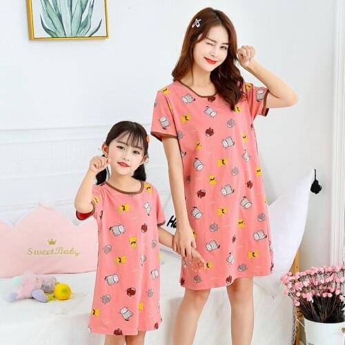New Kids Girls Nightgowns Cartoon Nightdress Girl Homewear Sleepwear Summer Short Sleeves Nightwear Baby Girl Clothes Cute Dress