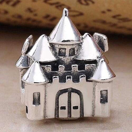 Original Vintage Happily Ever After Castle Beads Fit 925 Sterling Silver Bead Charm Europe Bracelet Bangle DIY Jewelry