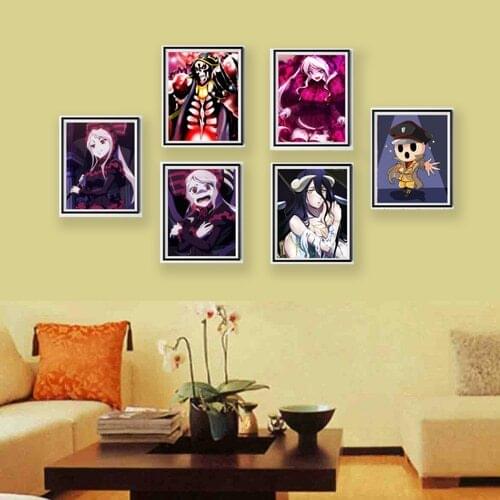 Overlord Ecchi Albedo Shalltear Skeleton Lord of Ainz Digital Art Wall Home Decor Poster,8 x 10 Inches,No Frame,Set of 6 Piece