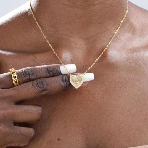 Heart Letter Initial Pendant Necklaces Gold Collier Choker Zircon Initial Chain Necklace for Women Jewlry Christmas Gifts 2020