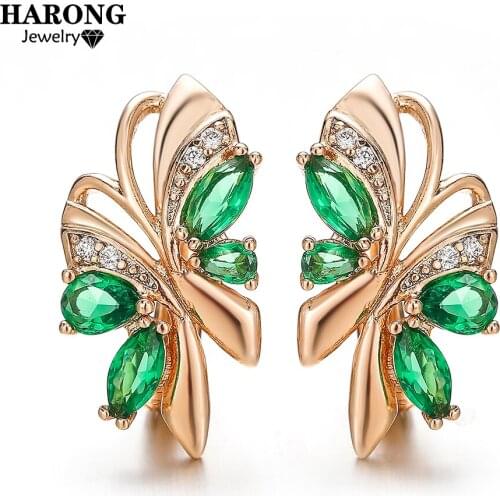 Harong Crystal Stud Earrings White Green Zircon Bohemia Piercing Earring Womens Party Minimalist Jewelry Stud Girl Accessories