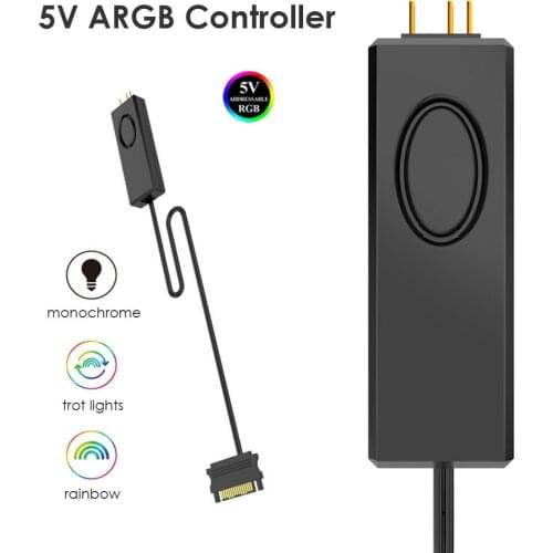 5V Gorgeous ARGB Controller SATA Pin Power Supply Desktop Computer Remote Control for Chassis Fan LED Lighting Water Cooler