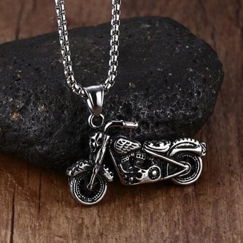 Modyle Man Vintage Gothic Ghost Rider Pendants Stainless Steel Motorcycle motor bike Pendant Necklace