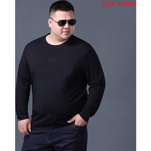 High quality autumn men t-shirt long sleeve winter plus size tees cotton 8XL 10XL 12XL oversize tshirt home loose underwear 70