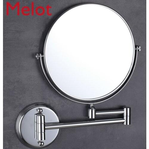 Bathroom Mirror Wall-Mounted Hotel Telescopic Mirror Folding Rotating Hairdressing Mirror Double-Sided Zoom Punch-Free