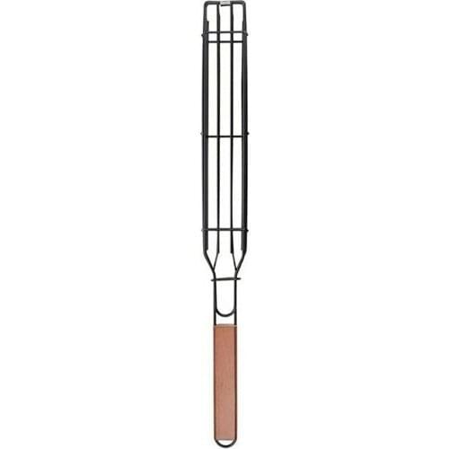 Iron Barbecue Roast Meat Tongs with Lid Latch Grill Baskets Portable Handle Meat Holder for No Stick Basket Cooking Accessories