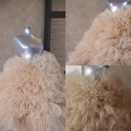 Custom Made Champagne Wedding Skirt Tulle Skirt Puffy Multi Layer Maxi Skirts Woman