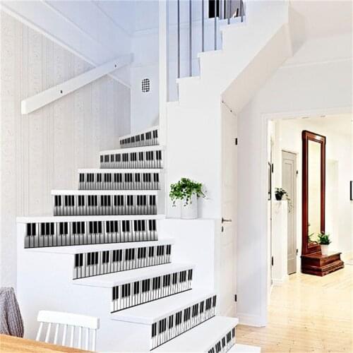 18x120cmx5ps Fashion Piano Keyboard Stairway Stickers DIY Self-adhesive Home Decor Living Room Waterproof Stairs Art Mural Decal