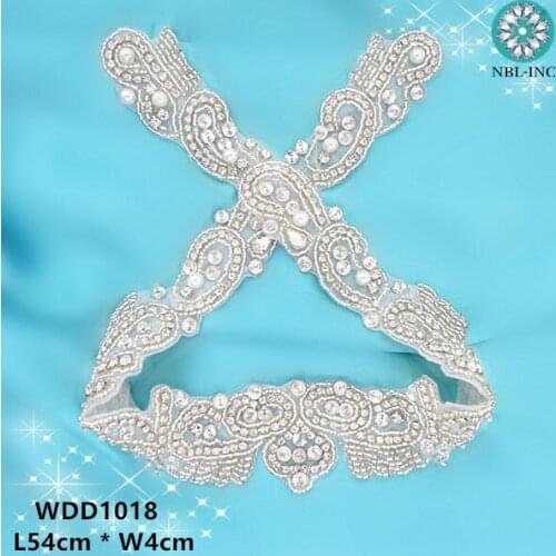 30pcs) Wholesale wedding belt silver crystal rhinestone appliques iron on for wedding dresses WDD1018 WDD