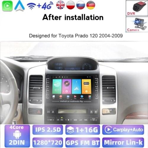 8" Android 8.1 For TOYOTA PRADO Land Cruiser 120 2004-2009 Car Radio Multimedia Video Player 2 Din No DVD GPS Navigation WiFi